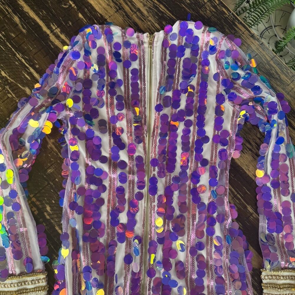 L’ATISTE - Purple Sequin & Gold Dress - SMALL - Picture 11 of 16
